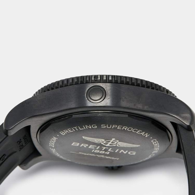 Pre Owned Breitling Black PVD Coated Stainless Steel Rubber Superocen II M17368B71B1S1 Men's Wristwatch 46 mm