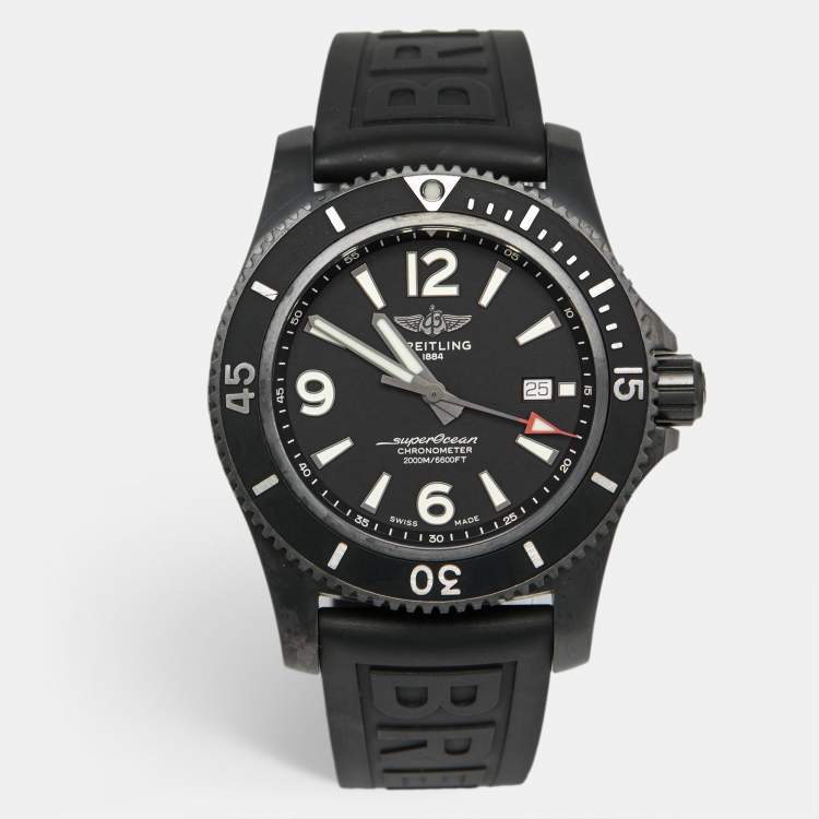 Pre Owned Breitling Black PVD Coated Stainless Steel Rubber Superocen II M17368B71B1S1 Men's Wristwatch 46 mm