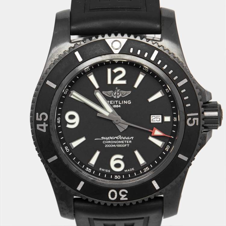 Pre Owned Breitling Black PVD Coated Stainless Steel Rubber Superocen II M17368B71B1S1 Men's Wristwatch 46 mm