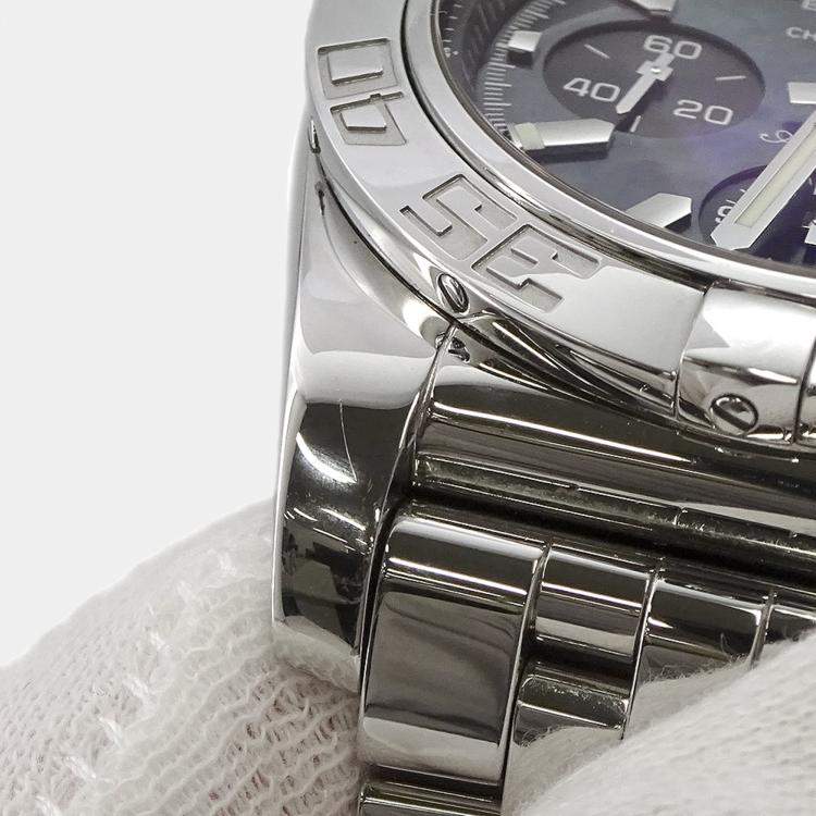Pre Owned Breitling Black MOP Stainless Steel Chronomat AB01114K/BD34 Automatic Chronograph Men's Wristwatch 44 mm