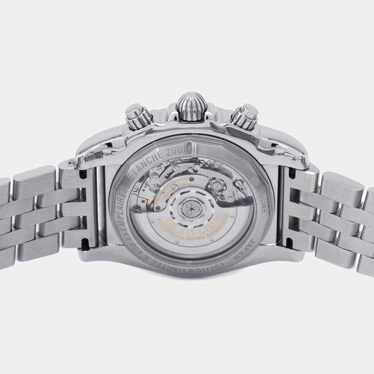 Pre Owned Breitling Black MOP Stainless Steel Chronomat AB01114K/BD34 Automatic Chronograph Men's Wristwatch 44 mm