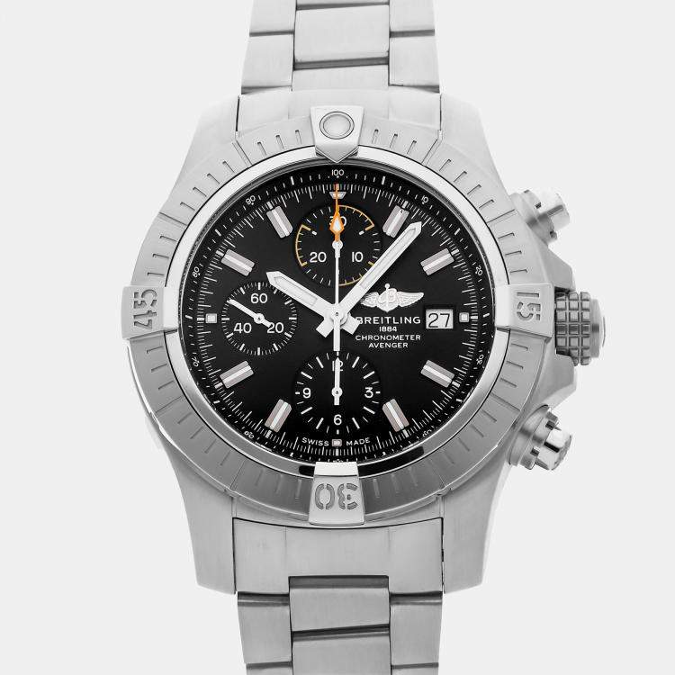 Pre Owned Breitling Avenger Chronograph A13317101B1A1 Automatic Stainless Steel Black Dial Men's Wristwatch 45mm