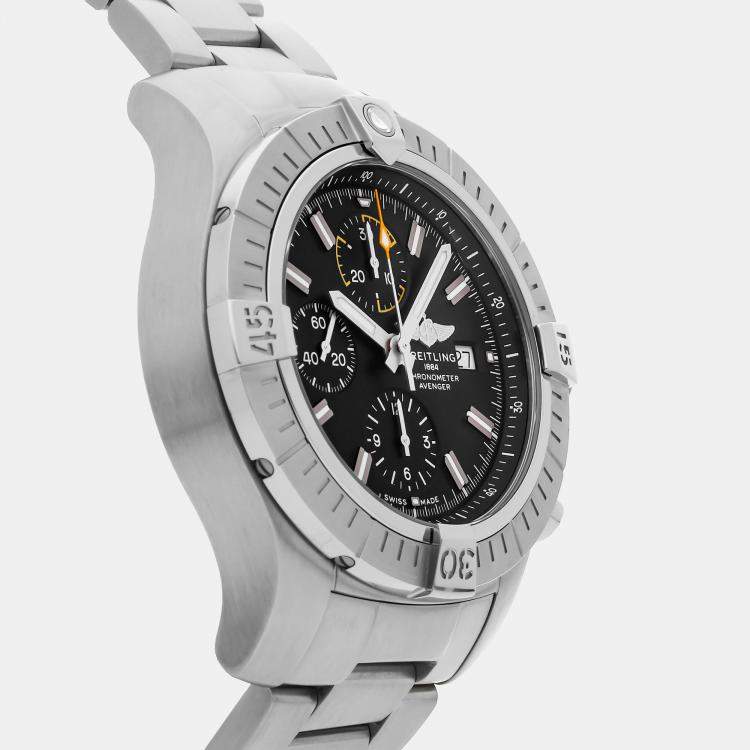 Pre Owned Breitling Avenger Chronograph A13317101B1A1 Automatic Stainless Steel Black Dial Men's Wristwatch 45mm