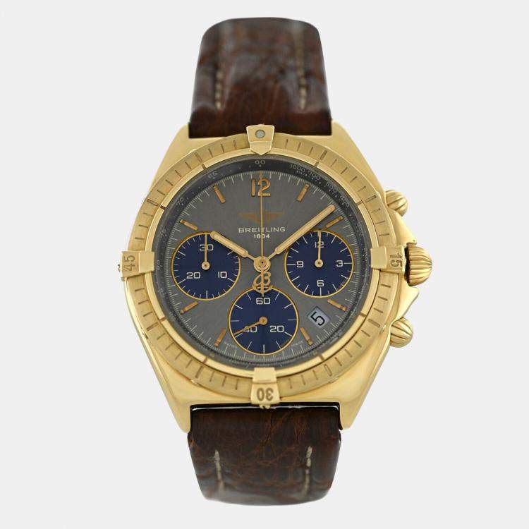 Pre Owned Breitling Grey Chrono Sextant K55045 Automatic Men's Wristwatch 36 mm