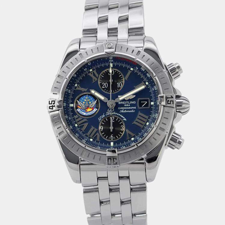 Pre Owned Breitling Chronomat A156CBIPA Automatic Blue Stainless Steel Chronograph Men's Wristwatch 43 mm