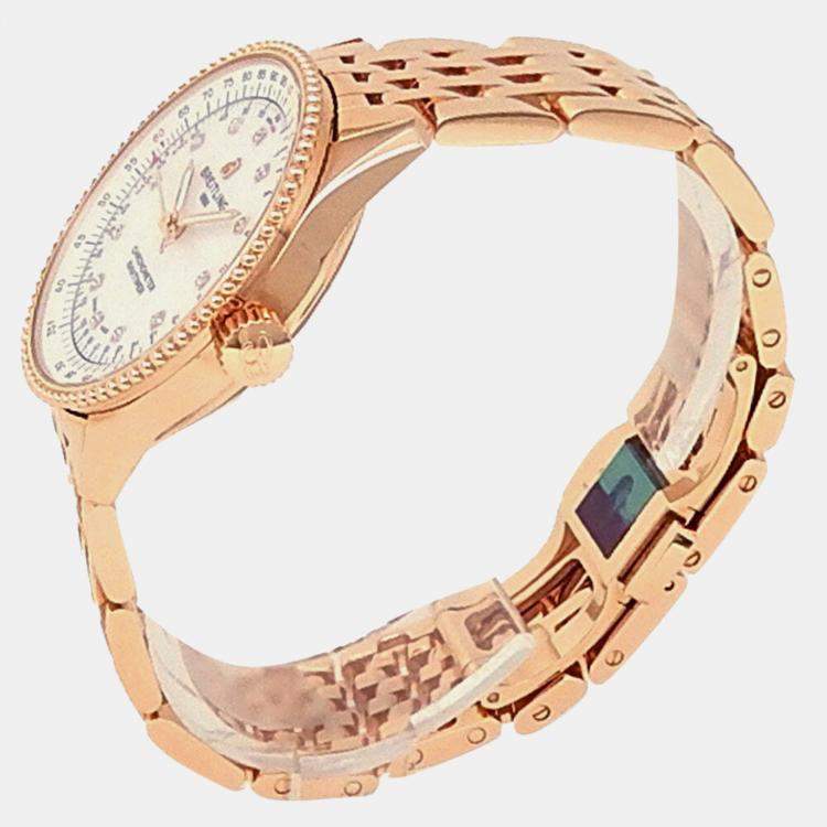 Pre Owned Breitling Navitimer A17395 Automatic MOP 18k Rose Gold Men's Wristwatch 35 mm