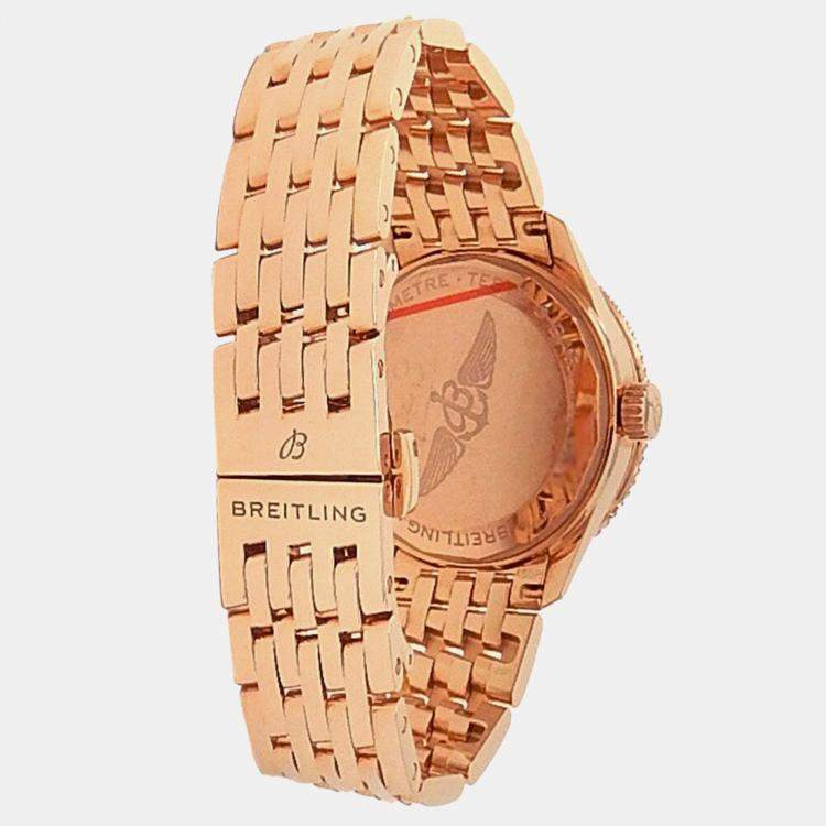 Pre Owned Breitling Navitimer A17395 Automatic MOP 18k Rose Gold Men's Wristwatch 35 mm