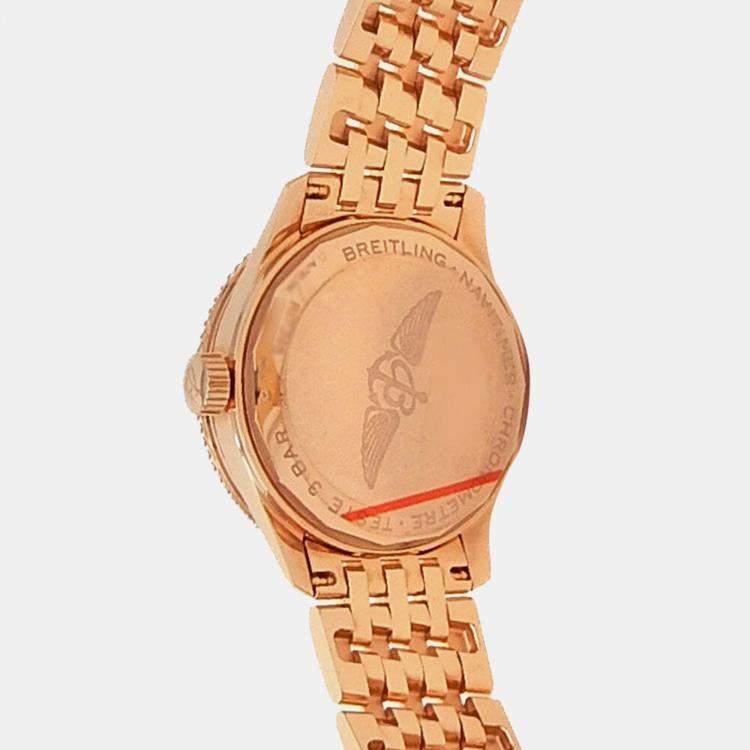 Pre Owned Breitling Navitimer A17395 Automatic MOP 18k Rose Gold Men's Wristwatch 35 mm