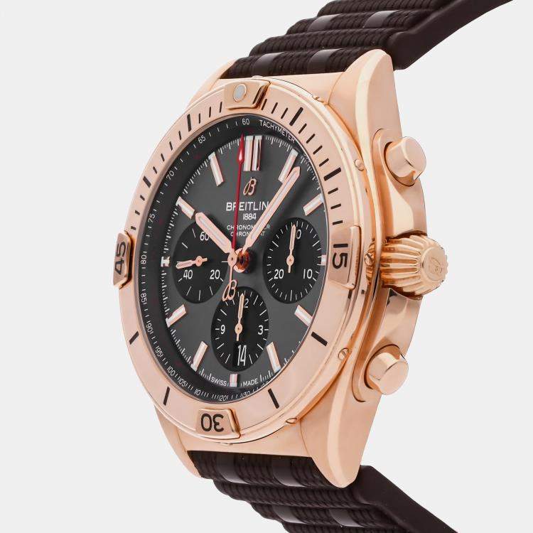 Pre Owned Breitling Chronomat B01 RB0134101B1S1 Automatic Black 18k Rose Gold Men’s Wristwatch 42mm