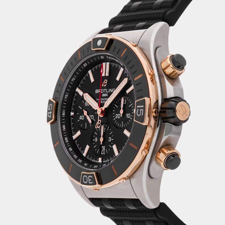 Pre Owned Breitling Super Chronomat B01 44 UB0136251B1S1 Automatic Black Stainless Steel & 18k Rose Gold Men’s Wristwatch 44mm