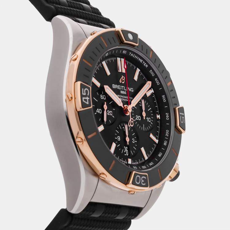Pre Owned Breitling Super Chronomat B01 44 UB0136251B1S1 Automatic Black Stainless Steel & 18k Rose Gold Men’s Wristwatch 44mm