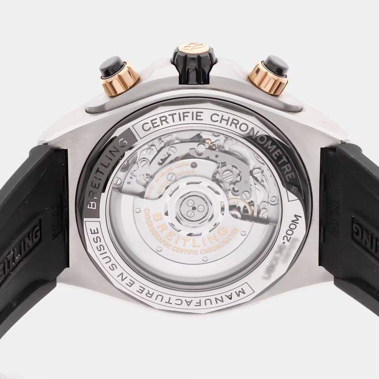 Pre Owned Breitling Super Chronomat B01 44 UB0136251B1S1 Automatic Black Stainless Steel & 18k Rose Gold Men’s Wristwatch 44mm
