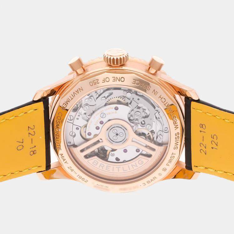 Pre Owned Breitling Navitimer RB12302A1L1P1 Automatic Green 18k Rose Gold Men’s Wristwatch 41mm
