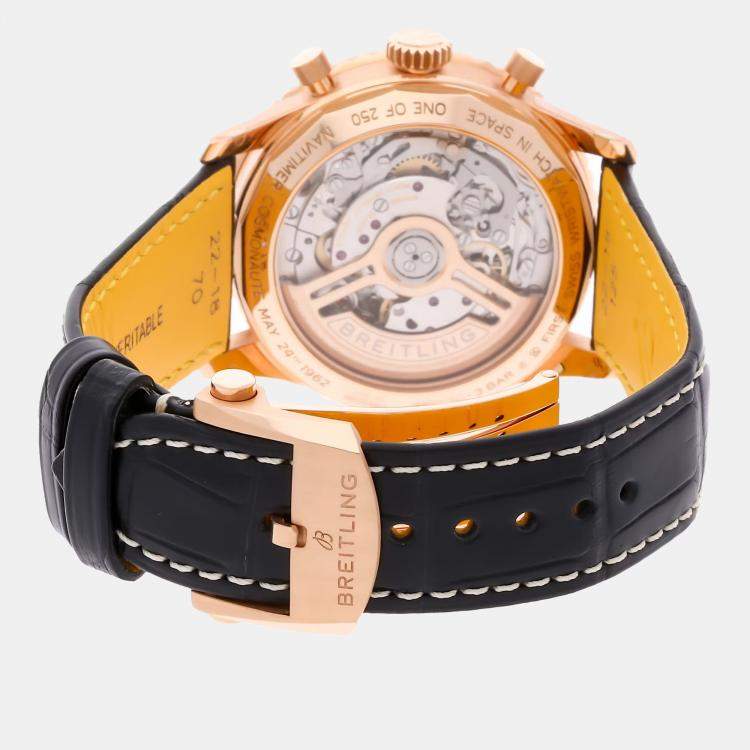 Pre Owned Breitling Navitimer RB12302A1L1P1 Automatic Green 18k Rose Gold Men’s Wristwatch 41mm