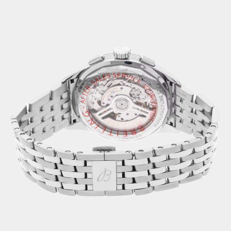 Pre Owned Breitling Premier B01 Chronograph AB0145371L1A1 Automatic Green Stainless Steel Men's Wristwatch 42mm