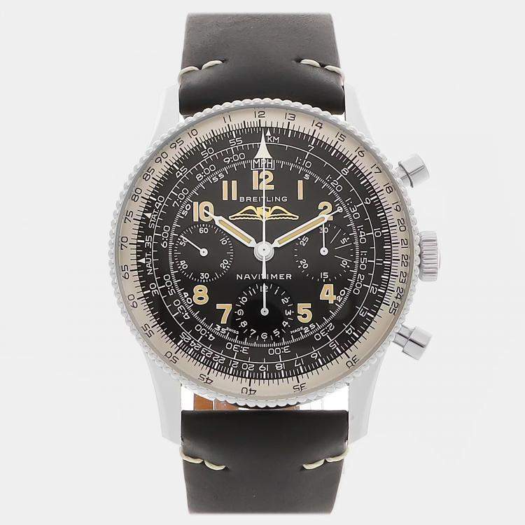 Pre Owned Breitling Navitimer Ref. 806 1959 Re-Edition AB0910371B1X1 Manual Winding Black Stainless Steel Men’s Wristwatch 41mm