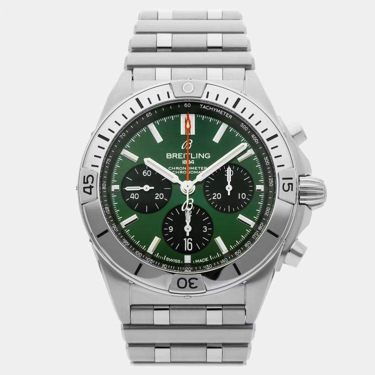 Pre Owned Breitling Chronomat B01 AB0134101L1A1 Automatic Green Stainless Steel Men’s Wristwatch 42mm