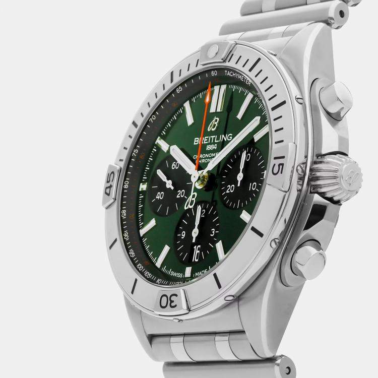Pre Owned Breitling Chronomat B01 AB0134101L1A1 Automatic Green Stainless Steel Men’s Wristwatch 42mm