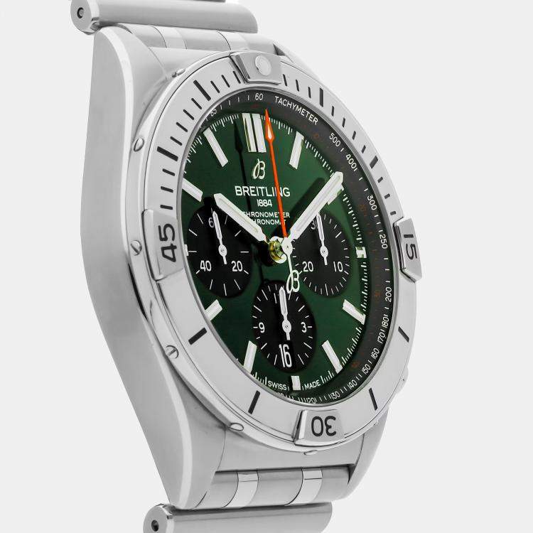 Pre Owned Breitling Chronomat B01 AB0134101L1A1 Automatic Green Stainless Steel Men’s Wristwatch 42mm