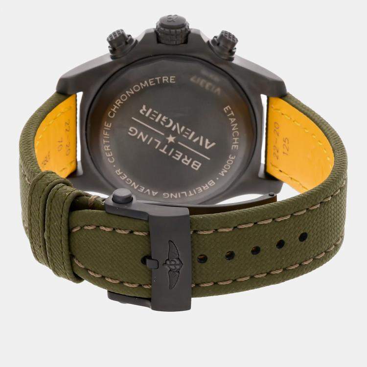 Pre Owned Breitling Avenger Chronograph Night Mission V13317101L1X2 Automatic Green Titanium Men’s Wristwatch 45mm