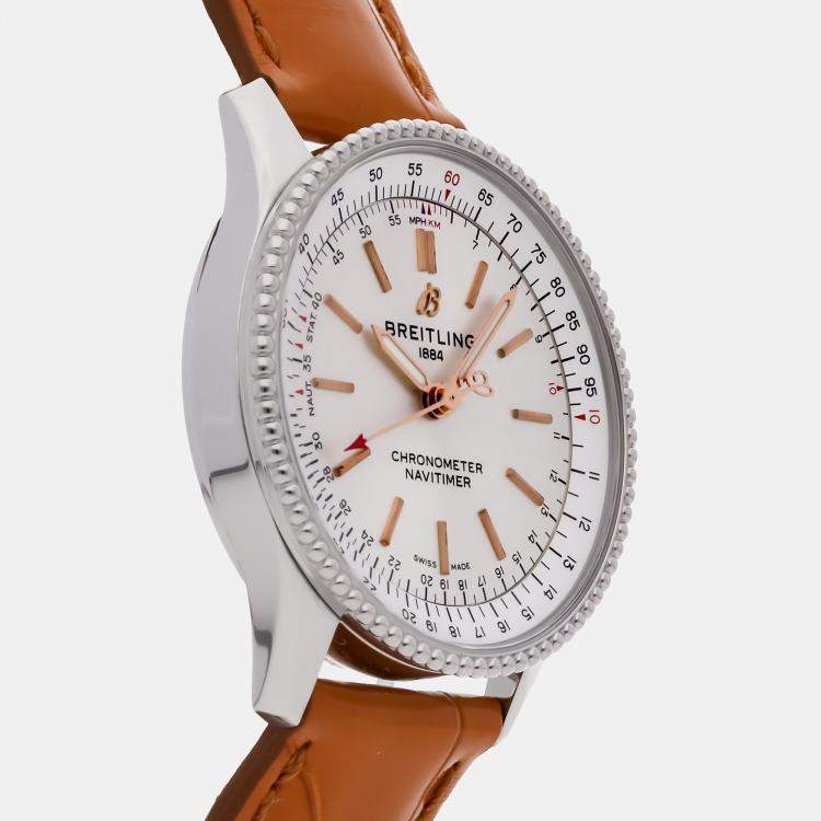 Pre Owned Breitling Navitimer A17395F41G1P4 Automatic Silver Stainless Steel Women's Wristwatch 35 mm