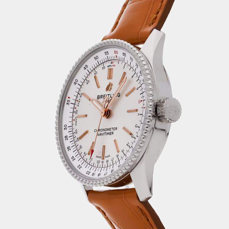 Pre Owned Breitling Navitimer A17395F41G1P4 Automatic Silver Stainless Steel Women's Wristwatch 35 mm