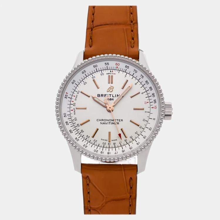Pre Owned Breitling Navitimer A17395F41G1P4 Automatic Silver Stainless Steel Women's Wristwatch 35 mm