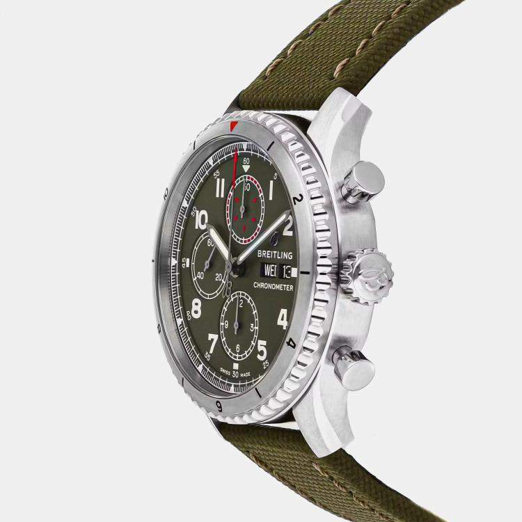 Pre Owned Breitling Aviator 8 A133161A1L1X1 Automatic Green Stainless Steel Men’s Wristwatch 43 mm
