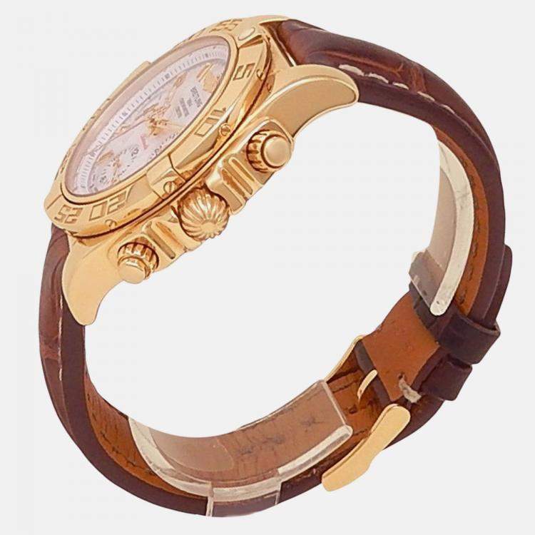 Pre Owned Breitling Chronomat HB0140 Automatic Mother of Pearl 18K Rose Gold Men’s Wristwatch 41 mm