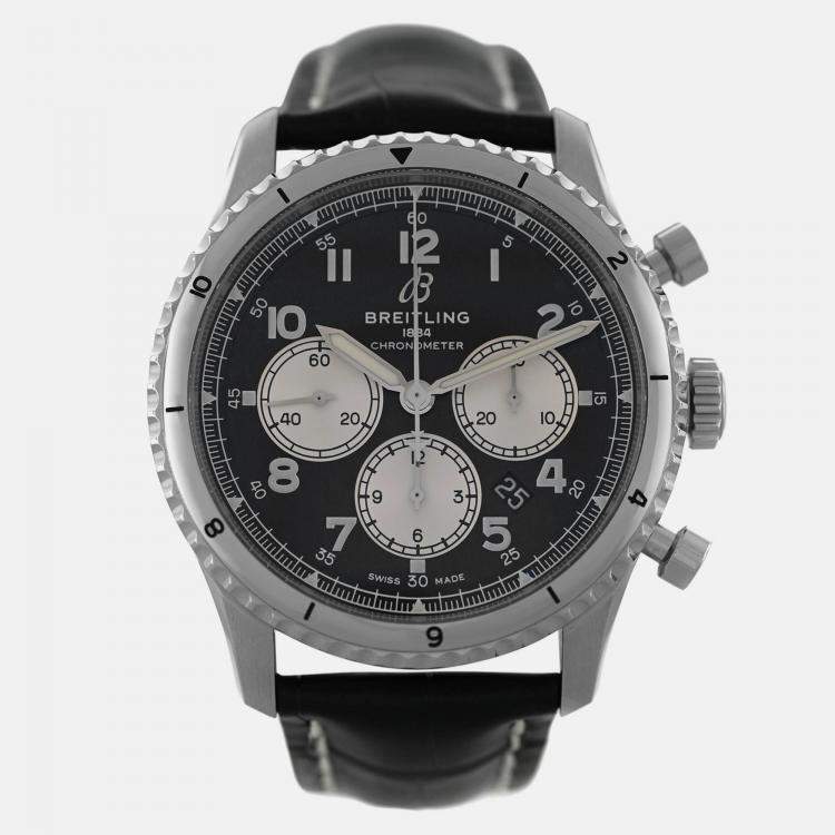 Pre Owned Breitling Aviator 8 AB01191A1B1P1 Automatic Black Stainless Steel Men’s Wristwatch 43 mm