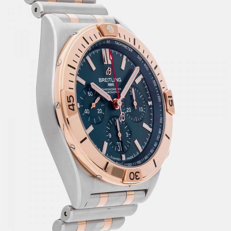 Pre Owned Breitling Chronomat UB0134101C1U1 Automatic Blue Stainless Steel 18k Rose Gold Men’s Wristwatch 42 mm