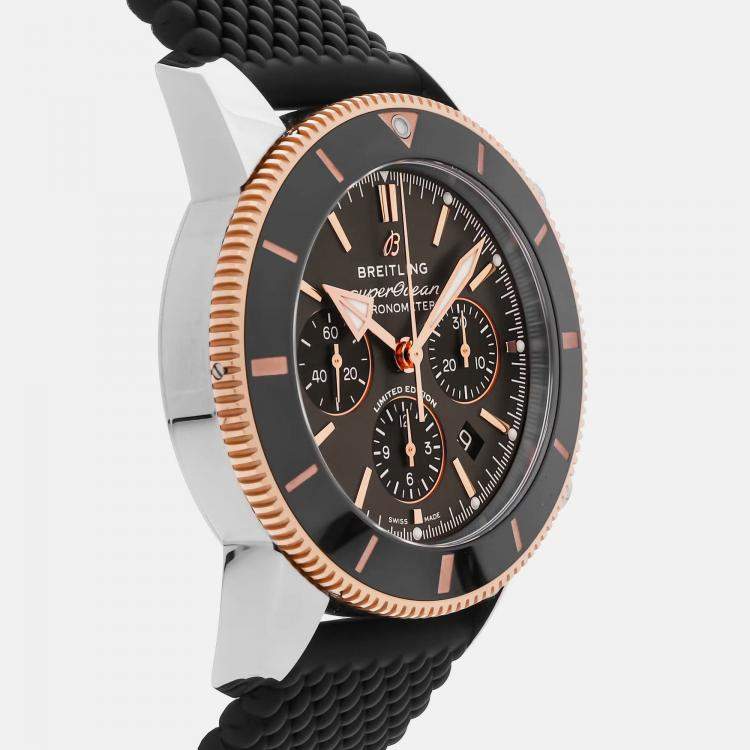 Pre Owned Breitling Superocean Heritage UB01621A1M1S1 Automatic Black Stainless Steel 18k Rose Gold Men’s Wristwatch 44 mm