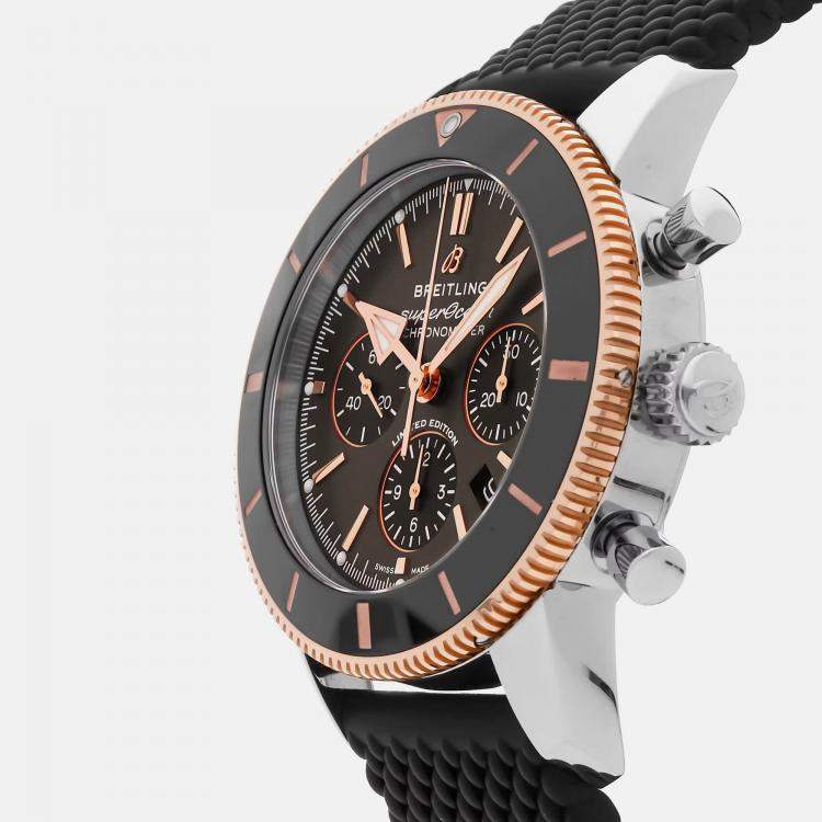 Pre Owned Breitling Superocean Heritage UB01621A1M1S1 Automatic Black Stainless Steel 18k Rose Gold Men’s Wristwatch 44 mm