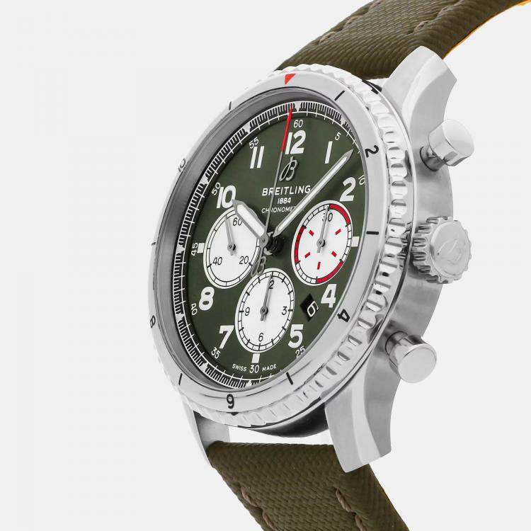 Pre Owned Breitling Aviator 8 AB01192A1L1X1 Automatic Green Stainless Steel Men’s Wristwatch 43 mm