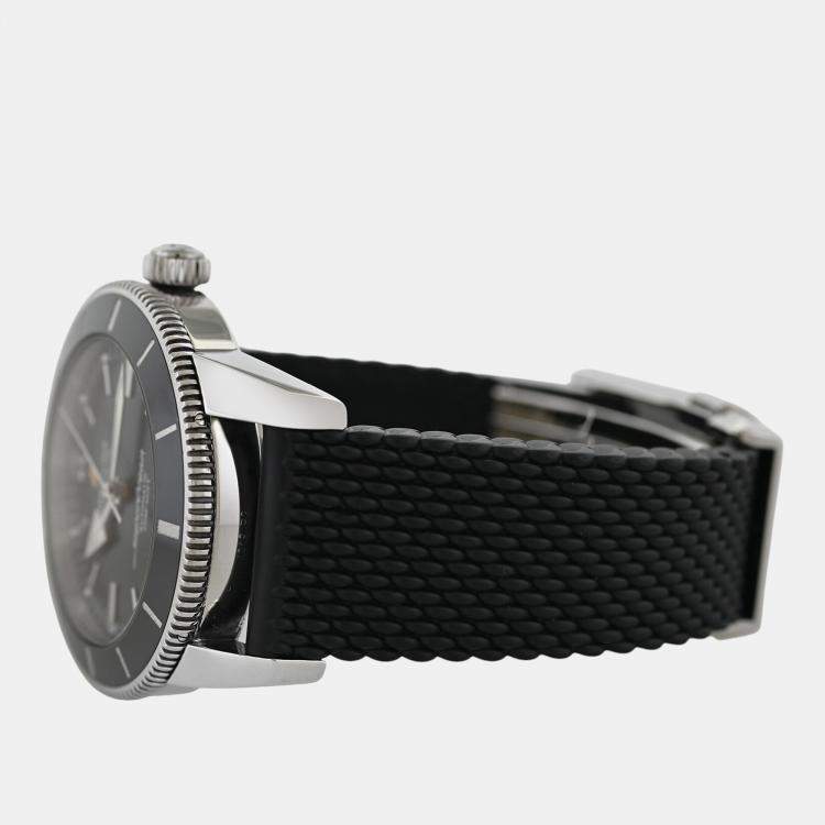 Pre Owned Breitling Superocean AB2020 Automatic Black Stainless Steel Men's Wristwatch 46 mm