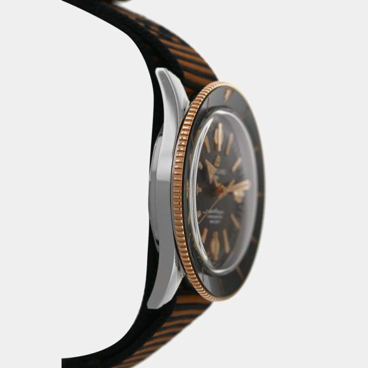Pre Owned Breitling Bronze 18k Rose Gold Stainless Steel Superocean Heritage U103701A1Q1W1 Automatic Men's Wristwatch 42 mm