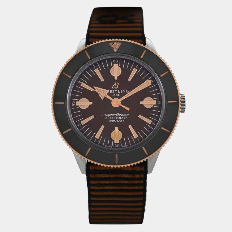 Pre Owned Breitling Bronze 18k Rose Gold Stainless Steel Superocean Heritage U103701A1Q1W1 Automatic Men's Wristwatch 42 mm