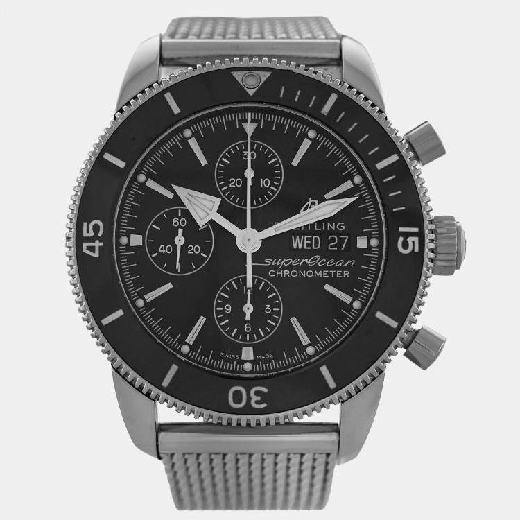 Pre Owned Breitling Superocean Heritage A13313 Automatic Black Stainless Steel Men's Wristwatch 44 mm