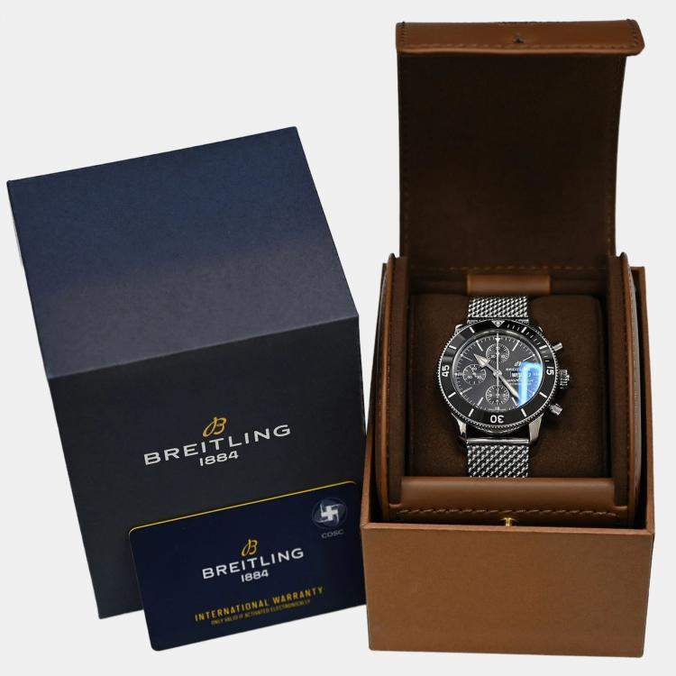 Pre Owned Breitling Superocean Heritage A13313 Automatic Black Stainless Steel Men's Wristwatch 44 mm