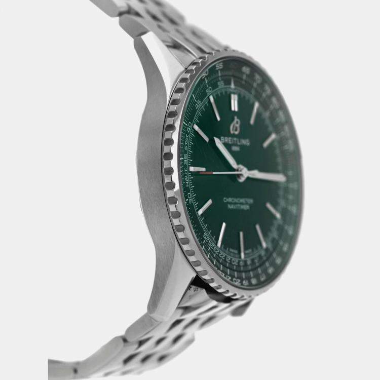 Pre Owned Breitling Navitimer A17329 Automatic Green Stainless Steel Men's Wristwatch 41 mm