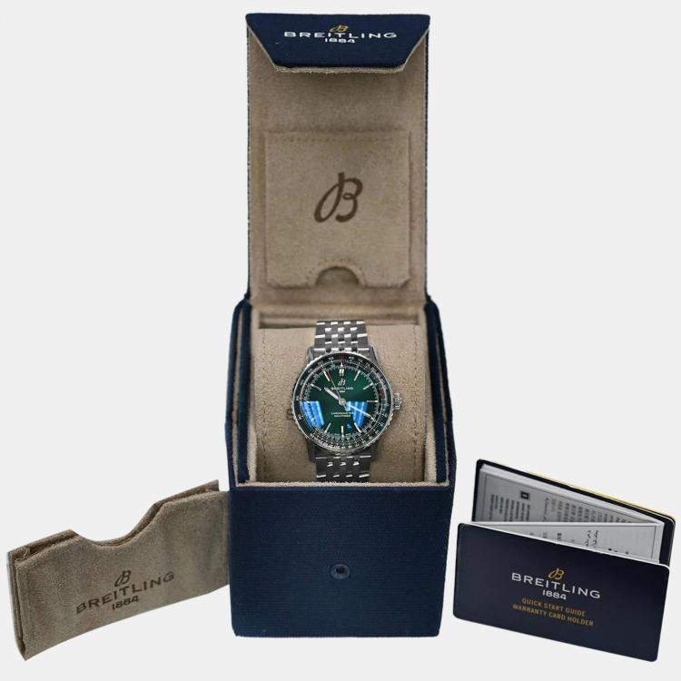 Pre Owned Breitling Navitimer A17329 Automatic Green Stainless Steel Men's Wristwatch 41 mm