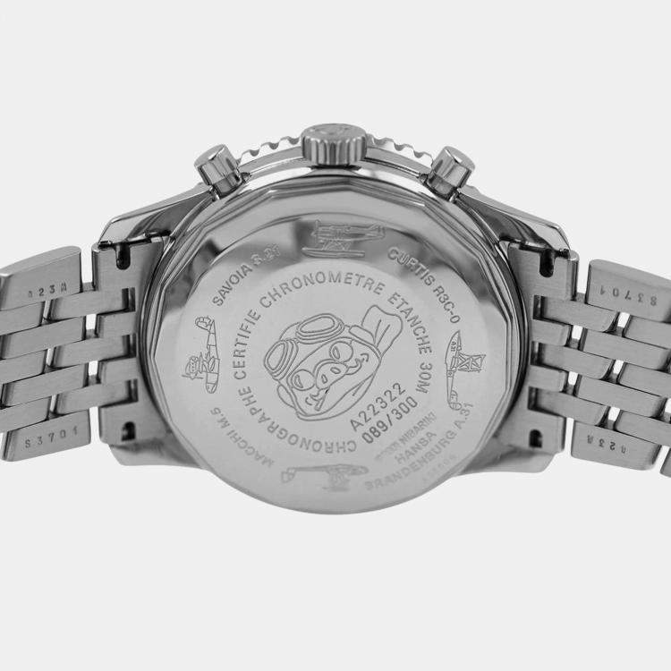 Pre Owned Breitling Navitimer Cosmonaute Porco Rosso A22322 Automatic Black Stainless Steel Men's Wristwatch 41 mm