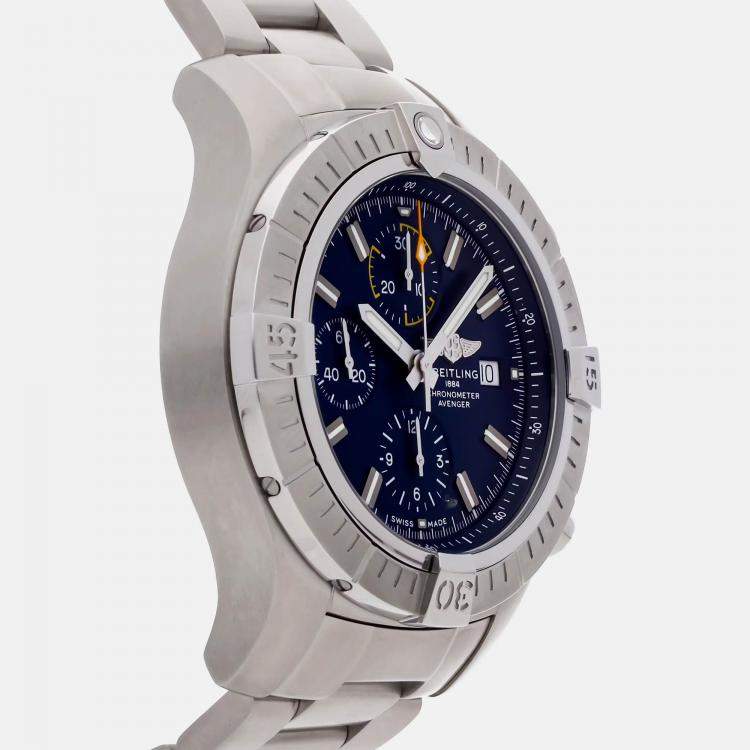 Pre Owned Breitling Avenger A13317101C1A1 Automatic Blue Stainless Steel Men’s Wristwatch 45 mm