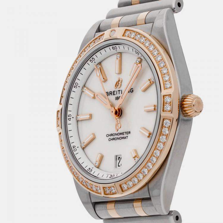 Pre Owned Pre-Owned Breitling Chronomat Automatic U10380591A1U1 Silver Stainless Steel 18k Rose Gold Men's Wristwatch 36 MM