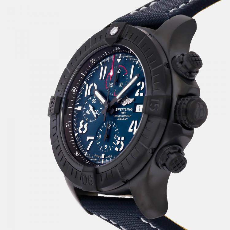 Pre Owned Pre-Owned Breitling Super Avenger Chronograph Night Mission V13375101C1X2 Blue Automatic Titanium Men's Wristwatch 48 MM