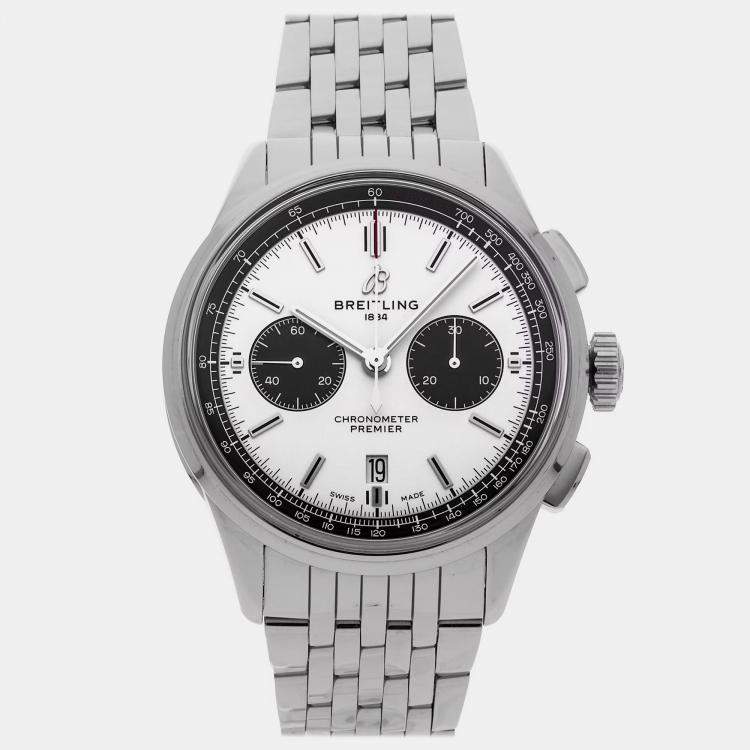 Pre Owned Pre-Owned Breitling Premier B01 Chronograph AB0118221G1A1 Automatic Silver Stainless Steel Men's Wristwatch 42 mm 