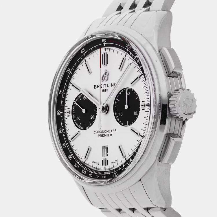 Pre Owned Pre-Owned Breitling Premier B01 Chronograph AB0118221G1A1 Automatic Silver Stainless Steel Men's Wristwatch 42 mm 