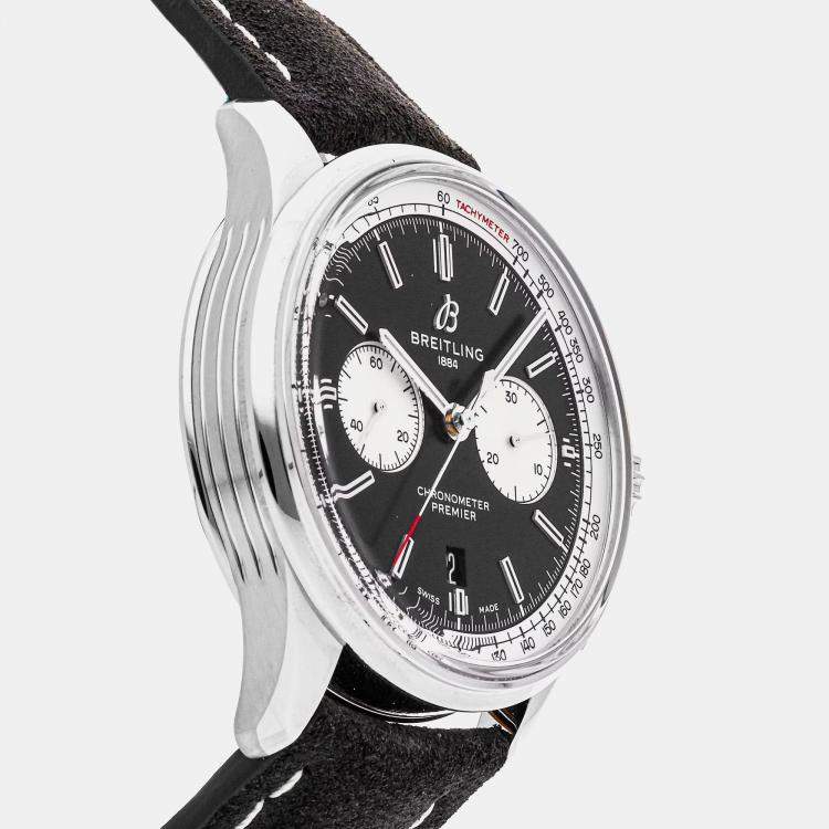 Pre Owned Pre-Owned Breitling Premier B01 Chronograph AB0118371B1X1 Black Automatic Stainless Steel Men's Wristwatch 42 mm