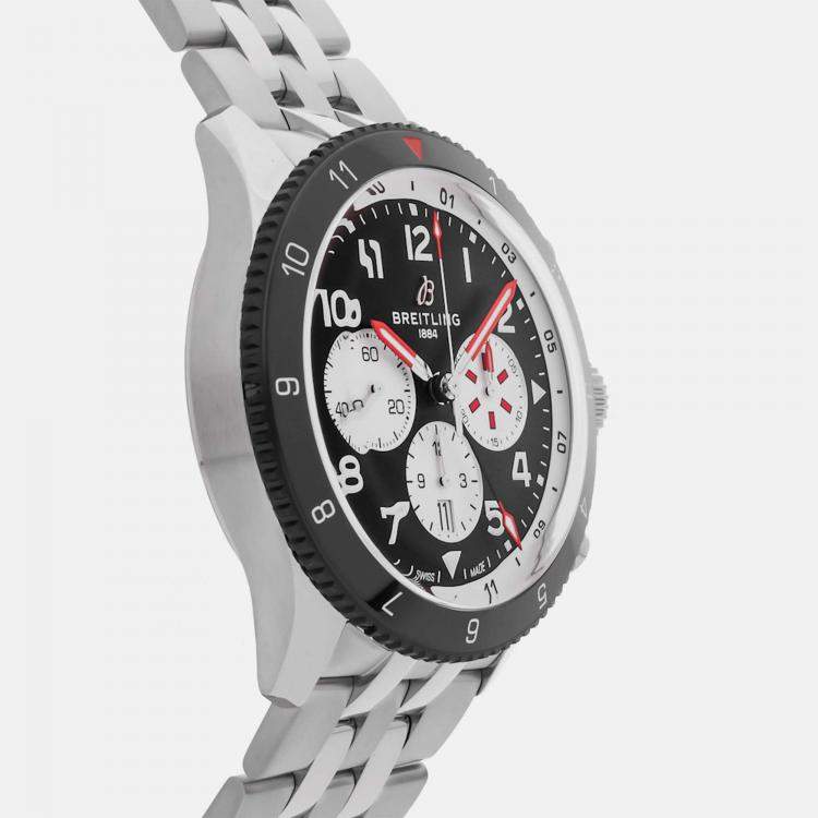 مملوكة مسبقًا Breitling Super Avi B04 YB04451A1B1A1 Automatic Chronograph Black Dial Stainless Steel Men's Wristwatch 46mm