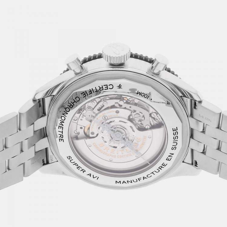 مملوكة مسبقًا Breitling Super Avi B04 YB04451A1B1A1 Automatic Chronograph Black Dial Stainless Steel Men's Wristwatch 46mm